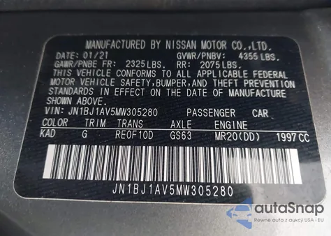 2021 Nissan Rogue Sport S Fwd Xtronic Cvt from USA, damaged, VIN JN1BJ1AV5MW305280